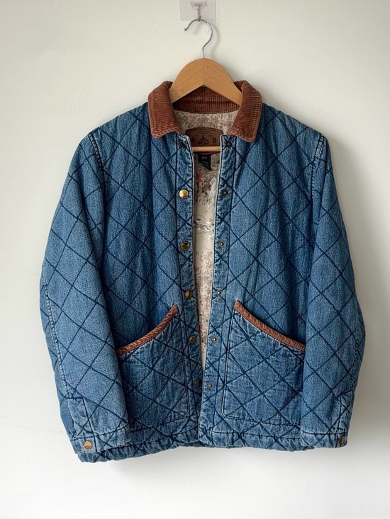 Lauren Ralph Lauren Jackets & Blazers - Vintage Lauren Ralph Lauren Quilted Denim Barn Coat Size P Corduroy Chore Lined